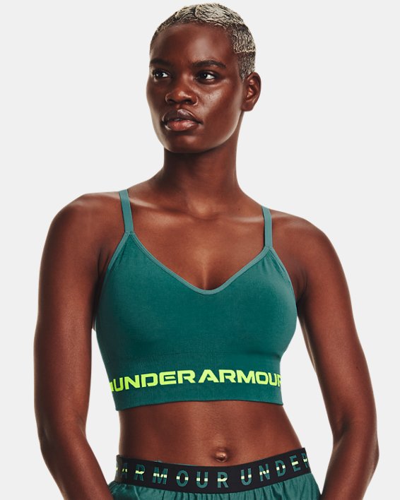 Women's UA Seamless Low Long Sports Bra, Green, pdpMainDesktop image number 0